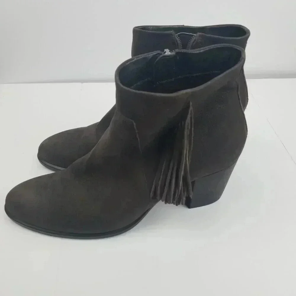 Ecco Danish Design Women's Brown Fringe Western Festival Bootie  EU 40 US 9